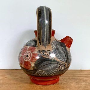VTG Tonala Mexico Mini Tea Pot Water Jug Folk Art Floral Mexican Hand Painted